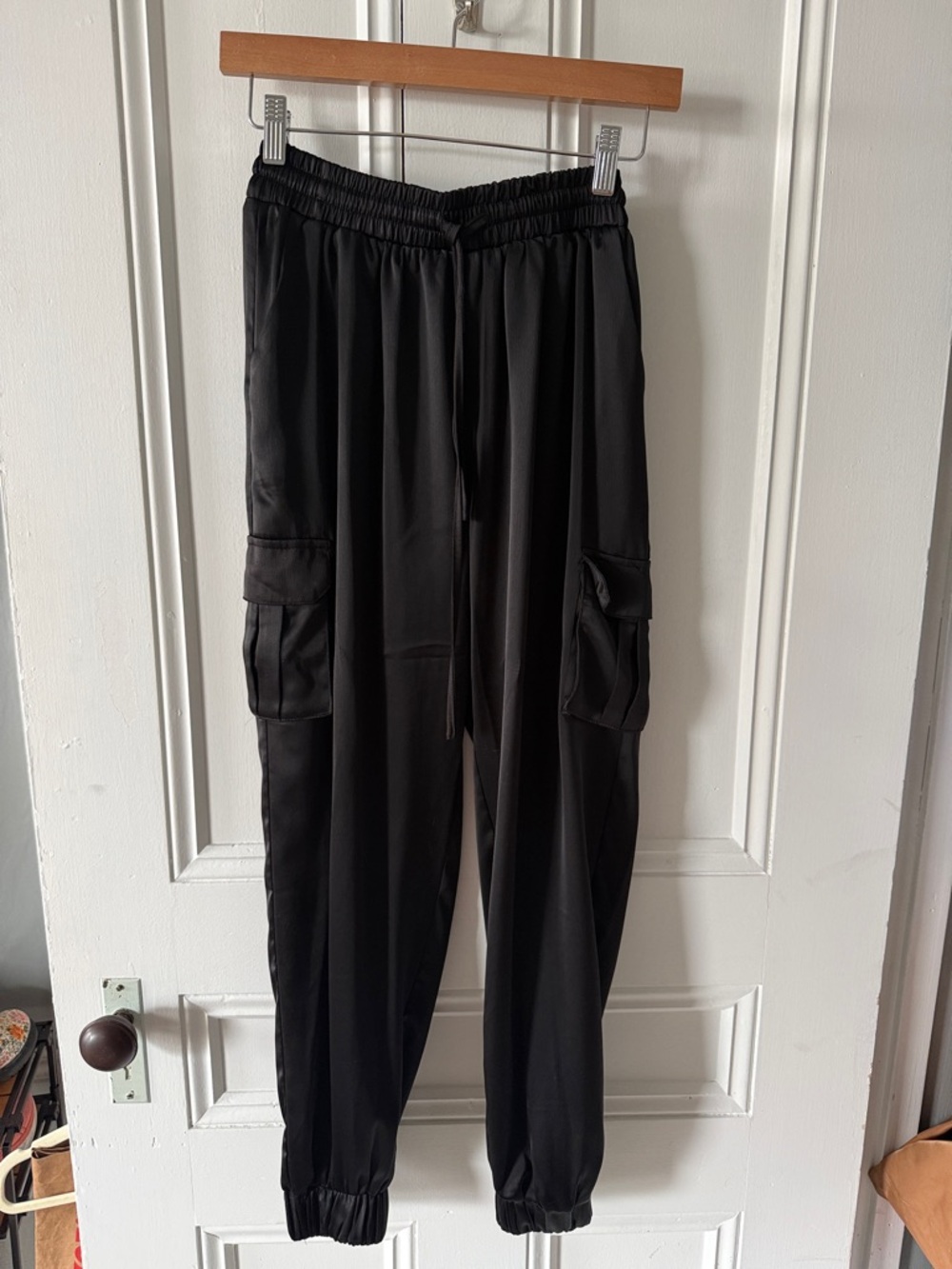 glam Black Cargo Jogger Pants with Utility Pockets